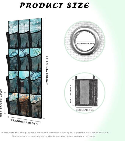 Sea Turtle Hanging Storage Shoe Organizer for Closet 12 Mesh Pockets Over The Door Wall Closet Holder for for Boots & Sneakers Toys