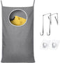 KEEPJOY Hanging Laundry Hamper Bag with 2 Different Types of Hooks, Size 20 x 30 Inch Door Laundry Hamper Storage Bag for Dirty Clothes, Blankets, and Toys (Grey, 1-Pack)