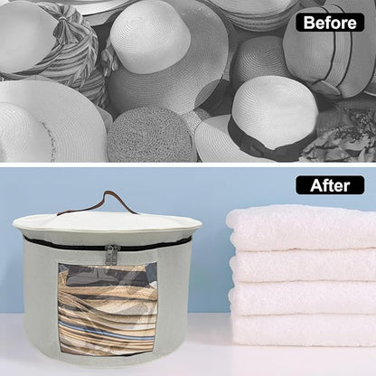 Hat Storage Box,Hat Boxes for Women Storage,Cowboy Hats Holder for Travel,Wide Brims Hat Carrier Case,Stuffed Animal Toy Organizer,Hat Box Closet Organizers and Storage,Hat Boxes for Men