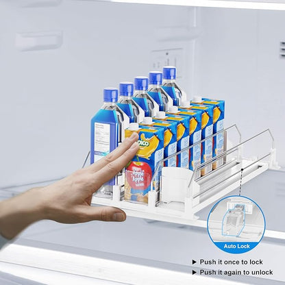 Dayacoco Drink Organizer For Fridge,Soda Drink Dispenser For Fridge,Fridge Can Drink Organizer,12oz 16oz 20oz-Soda Automatic Dispenser For Fridge And Adjustable Width-Holds Up To 15 Cans,3 Rows