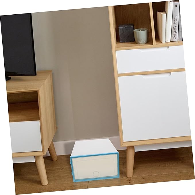 6pcs Stackable Transparent Shoe Storage Box Plastic Organizer for Women Space-saving Design for Closets and Dorm Rooms Sky-