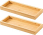 2 Pcs Bamboo Utensil Organizer Set, Small Silverware Organizer with Two Versatile Trays, Wooden Drawer Storage Solution for Kitchen Essentials, 29 x 11 x 3 cm, Natural Finish