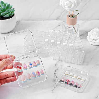 29 PCS Nail Boxes with 4 Pack Tape, Clear Acrylic Nail Display Box for Storage; 1 Large Storage Box with Lid and 24 Art Boxes for Art Home Beauty Salon
