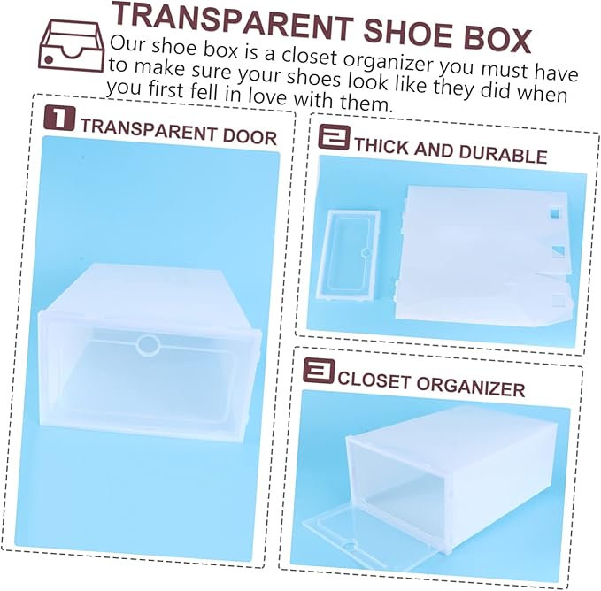 Shoe Organizer Box 12 Pack Stackable Sneaker Boxes Plastic Storage Bin Transparent for Shoes Closet Home