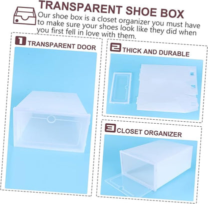 Shoe Organizer Box 12 Pack Stackable Sneaker Boxes Plastic Storage Bin Transparent for Shoes Closet Home