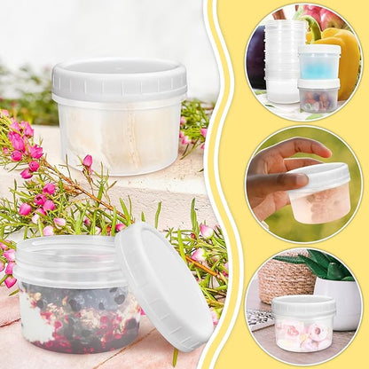 10 Pack 4oz Reusable Small Plastic Containers with Screw Lids, Small Food Storage Freezer Containers, Stackable Food Storage Jars, Sauce Condiment Jars Lunch Box Accessories