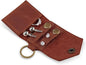Leather Keychain Earrings Holder, Wedding Travel Case, Engagement Holder, Pouch Bag, Workout and Gym Ring Holder (Cognac)