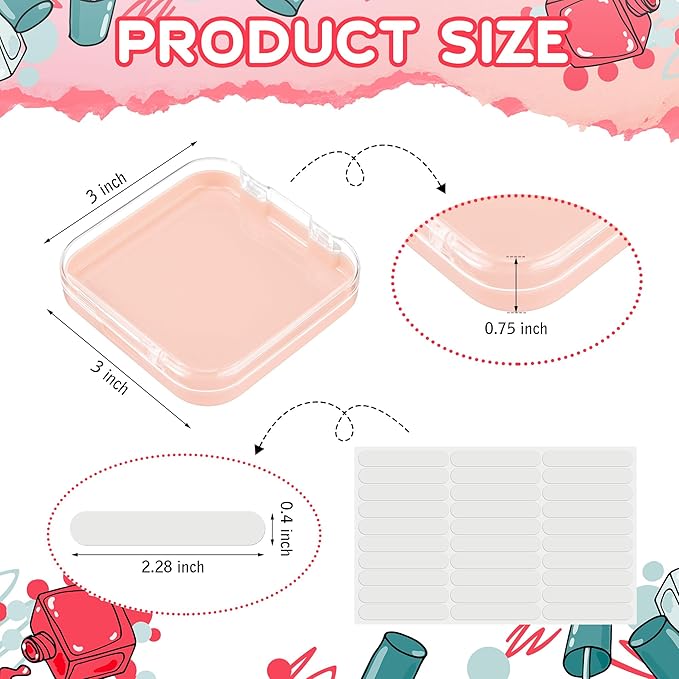 AceOrbit Press on Nail Boxes with 180 Pcs Adhesive Double Sided Tape Acrylic Press on Nail Packaging Cases Transparent Storage Case Organizer for Display Art Salon Supplies(Pink,48 Pcs)