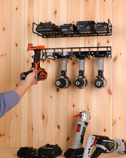 UNITEDPOWER Wall Mounted Power Tool Organizer Holder, Heavy Duty Utility Storage Rack for Battery Powered Hand Tools, Cordless Drill Rack, Workshop, Shed, Garage, Home