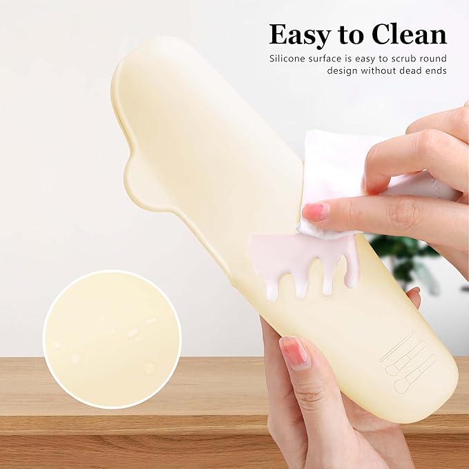 Bpluma Silicone Makeup Brush Holder, Half open Snap Design, Washable Case For Travel Business
