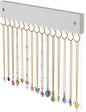 Lolalet Wooden Necklace Holder for Wall with 15 Hooks, Necklaces Hanger Easy Install Wall Mount Necklace Organizer, Jewelry Hangers for Chains, Bracelets, Earrings -Goldwhite