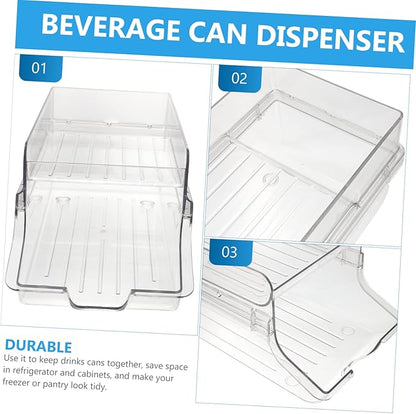 Beverage Can Holder Soda Can Organizer for Refrigerator Transparent Drink Dispenser Rack and Easy Access to Drinks