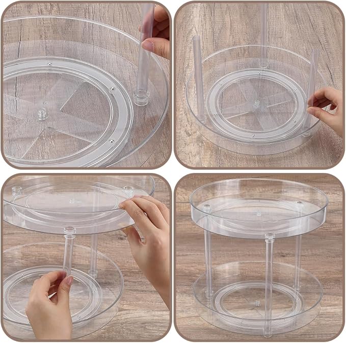 360 Acrylic Rotation Makeup Organizer Clear Acrylic Lazy Susan Turntable Organizer for Cabinet Kitchen Pantry Organization Storage Makeup Bathroom Countertop Organizing Rotating Spice Rack