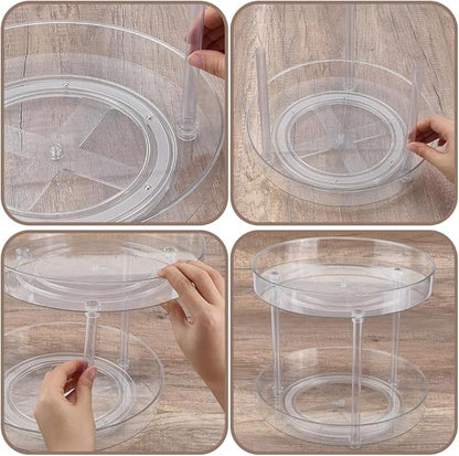 360 Acrylic Rotation Makeup Organizer Clear Acrylic Lazy Susan Turntable Organizer for Cabinet Kitchen Pantry Organization Storage Makeup Bathroom Countertop Organizing Rotating Spice Rack