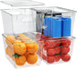 YAN & HIN 4 Pack Clear Storage Bins with Lids, Stackable Plastic Organizer Bins with Handles, Pantry Organizers and Storage for Kitchen Cabinet, Fridge, Bathroom, Closet and Shelf Organization