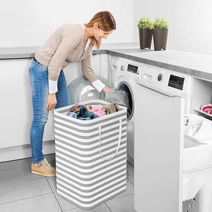 StorageRight Laundry Basket Hamper Large Collapsible Laundry Hamper with Easy Carry Handles，Freestanding Clothes Hampers for Laundry, Bedroom, Dorm, Clothes, Towels, 75L, Grey