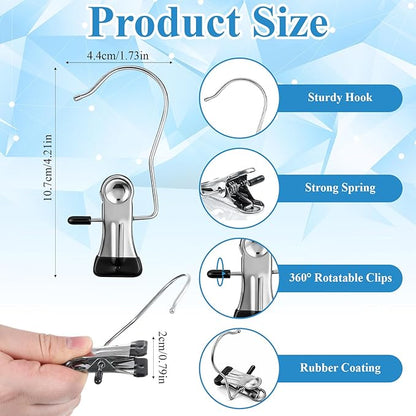 200 Pcs Laundry Hooks Hanging Clips Clothes Pins Closet Hanger Organizer Clamps Socks Towel Clips Heavy Duty Clothespins Bulk Hanger Clip for Closet Travel Pants Socks Handbags