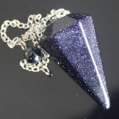 Faceted Mixed gemstone crystal pendulum point reiki chakra pendant bead Chain 6''