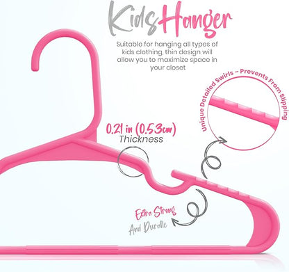 Utopia Home 60 Pack Kids Hangers - 11.5 Inch Plastic Baby Hangers for Closet - Childrens Hanger for Clothes & Infant Hanger for Closet - for Everyday Standard Use (Pink)