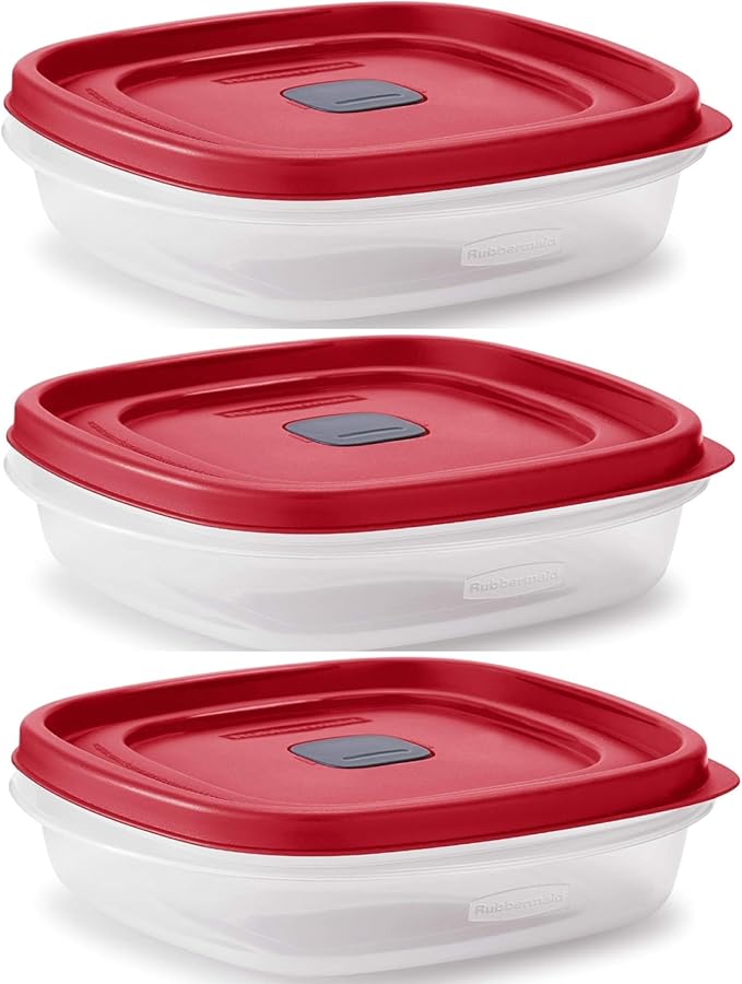 Rubber maid Food Storage Containers Three Cup Food Storage Containers 7 Peice Set, Easy Find Lids, 3 Containers, 3 Lids Chalk Pen And Chalk Labels