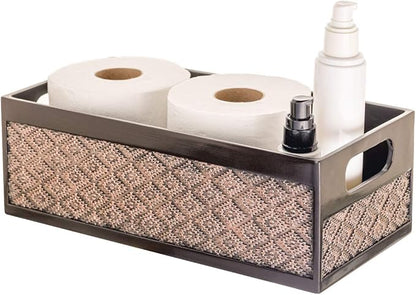 Creative Scents Dublin Brown Toilet Paper Storage Holder Basket for Decor - Decorative Bathroom Organizer and Storage for Countertop - Toilet Tank Topper Box - Modern Brown Bathroom Counter Decor