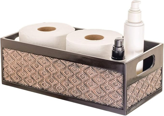 Creative Scents Dublin Brown Toilet Paper Storage Holder Basket for Decor - Decorative Bathroom Organizer and Storage for Countertop - Toilet Tank Topper Box - Modern Brown Bathroom Counter Decor
