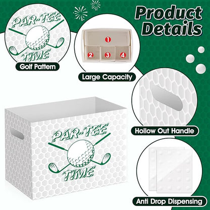 2PCS Golf Utensil Holder Paper Utensil Caddy for Golf Party Decorations Disposable Cutlery Holder with Handles for Birthday Party Supplies Sports Party Favors Par-Tee Time Cutlery Caddy