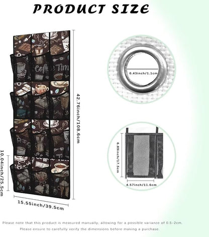 Coffees Over The Door Closet Organizer 12 Pockets Wall Hanging Storage for Living Room Space Saving Behind Door Organizer for Closet Mesh Fabric Multi-Funtion Storage Bag