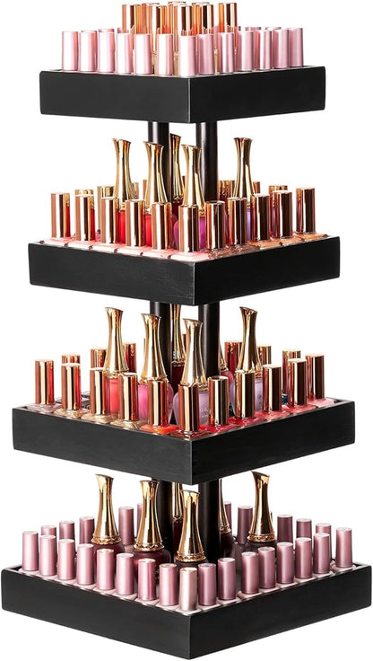 Homde Nail Polish Organizer for 86-123 Bottles, 360 Rotating Nail Polish Rack Holder, Display Storage Shelf for Fingernail Stand and Essential Oil, Gifts for Women Girls- Bamboo,Black