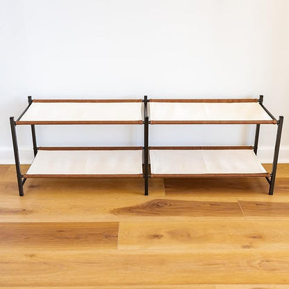 Teal Triangle Aspen Double Shoe Rack Storage Organizer | Sturdy Two-Tier Shoe Caddy for Floor Use | Heavy Duty Shoe Storage Rack for Entryway or Closet | Durable & Space-Saving Shoe Organizer