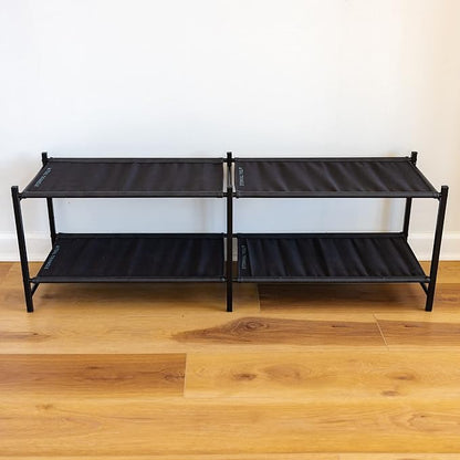 Teal Triangle Aspen Double Shoe Rack Storage Organizer | Sturdy Two-Tier Shoe Caddy for Floor Use | Heavy Duty Shoe Storage Rack for Entryway or Closet | Durable & Space-Saving Shoe Organizer