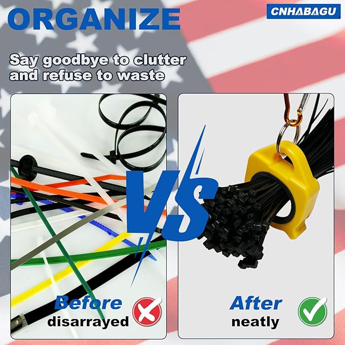 Zip Tie Holder Organizer Cable Tie Organizer Holder for Tool Belt Strong Efficient Solution for Electrician Zip Ties Holder Reusable Portable Safety (White, 4 Pack)