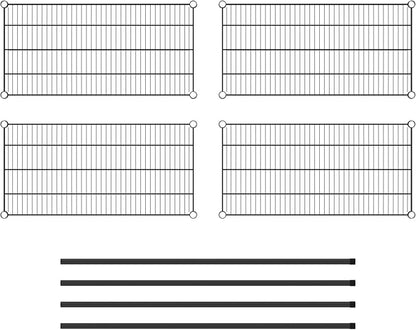 Commercial NSF Listed Black Epoxy Stationary Wire Shelving Kit 18" x 36" x 54", with 4 Shelves Perfect for Warehouse, Walk-in Refrigerator, Freezer, Grocery Store, Restaurant, Dishroom