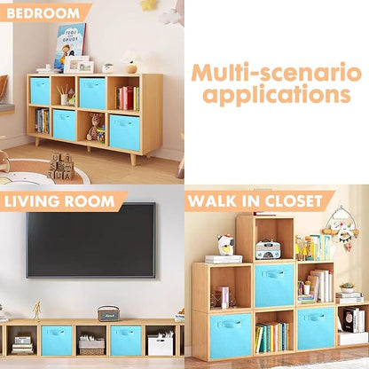 ShellKingdom Storage Bins, Foldable Fabric Storage Cubes And Cloth Storage Organizer Drawer For Closet And Toys Storage, 13 X 13 X 13 INCH, 6 Pack (Light Blue)