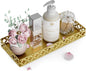 Bathroom Vanity Tray for Counter Organizer - 11 Inch Small Decorative Tray Gold Rectangle Countertop Tray for Perfume Makeup Cosmetic Jewelry