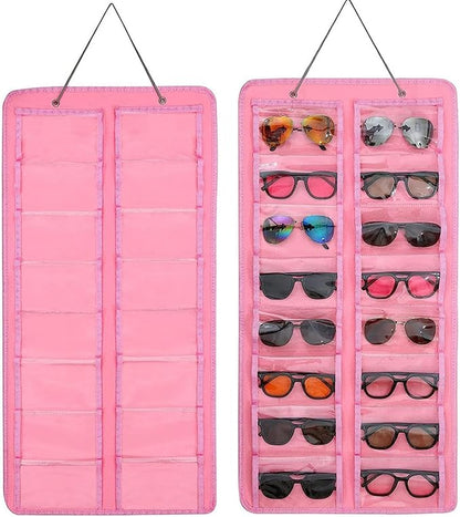Sunglasses Organizer Storage,Hanging Sunglass Holder Organizer for Wall 16 Slots Double Sided Glasses Organizer