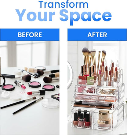 Masirs Clear Cosmetic Storage Organizer, Classy Design, Versatile, Simplifies Your Life