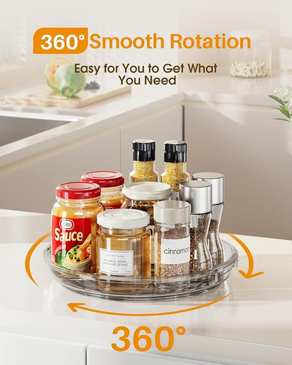 LAMU 2 Pack Lazy Susan Organizer 9.25 inch Lazy Susan Turntable for Cabinet, Rotating Spice Organization for Cabinet, Kitchen, Table Top, Countertop, Pantry Fridge Organizers and Storage, Gray