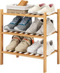 3-Tier Small Shoe Rack for Entryway, Stackable | Heavy Duty | Multi-Function, Bamboo Free Standing Shoe Racks for Bedroom Hallway Closet