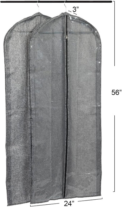 Household Essentials Hanging Zippered Garment Storage Bag with Clear Vision Front, Set of 2, Graphite Gray