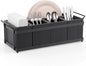 Silverware Caddy for Party, Utensil Caddy with 5 Removable Bins, Bamboo Holder for Organize Plastic Silverware, 7" to 10" Paper Plates, Napkins - Black