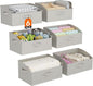 Lifewit Trapezoid Closet Storage Bins for Shelf, 6 Packs Non-woven Closet Organizer Baskets with Handles, Foldable Clothes Containers Boxes for Clothing, Book, Purse, 19L, Large, Light Gray