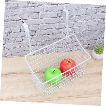 Cabilock White Hanging Cabinet Storage Basket with Ventilated Design Rust Resistant Door Organizer for Kitchen Bathroom Office Cabinets Easy to Install and Remove Space Saving Holder
