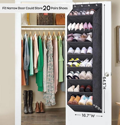 for Over The Door Shoe Organizer for Closet with Large Deep Pockets, Narrow Shoe Rac