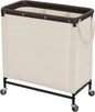 StorageWorks 3 Section Laundry Hamper, Rolling Laundry Cart with Wheels and Handles, Laundry Room Double Sorter for Organizer and Storage, 31.7 Gal(120L), Beige