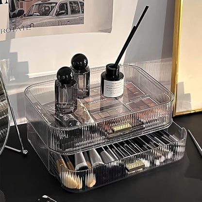 Stackable Clear Plastic Organizer Drawer | Organize Eyeshadow Palettes, Cosmetics, and Beauty Supplies on a Vanity