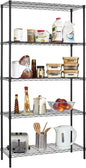 5 Tier Metal Shelving Unit Adjustable Wire Storage Shelves NSF Metal Storage Rack Shelf Organizer Kitchen Storage for Pantry Office, 1200Lbs Capacity, 72" H x 36" W x 14" D, Black