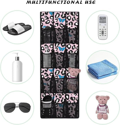 Pink Over The Door Shoe Organizer Mesh Pockets Spot Door Hanging Shoe Organizer for Dorm Room 12 Pockets Wall Hanging Storage