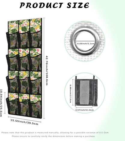 Tropical Fruit Over the Door Shoe Organizer,Shoe Organizer Door Hanger with 12 Mesh Large Pockets,Space Saver,Storage for Small Spaces