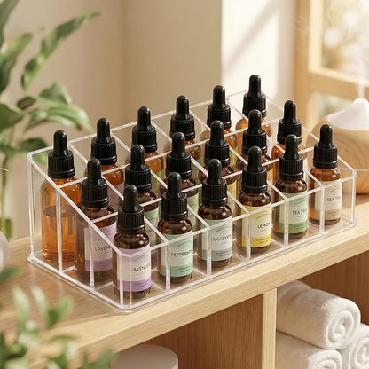 Essential Oil Holder,18 Slots Plastics Essential Oil Storage,for Bottles Perfumes and Nail Polish Shelf,Essential Oil Organizer,Makeup Storage Rack